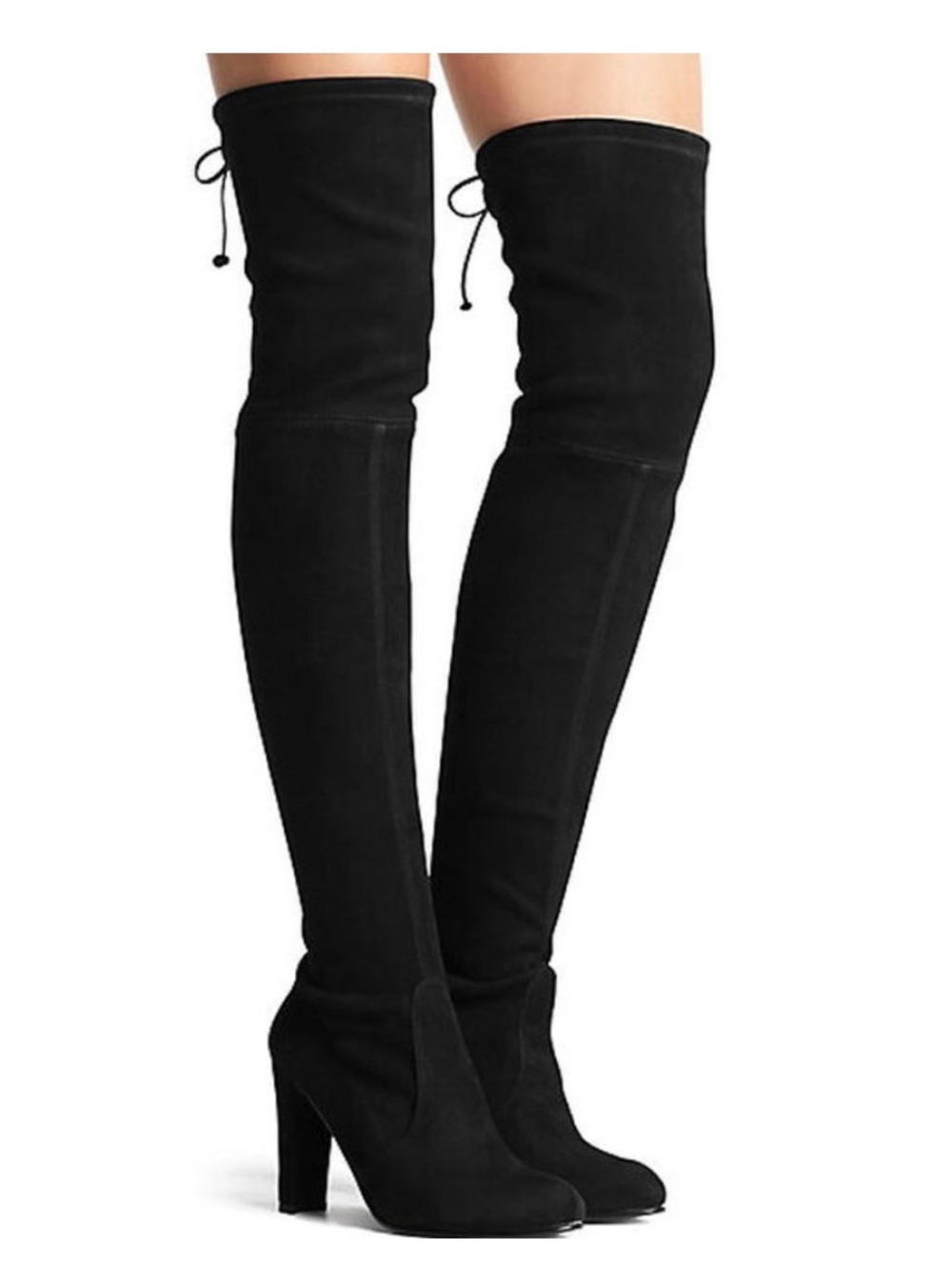 Stuart Weitzman Black Suede Over-the-Knee highland Heeled Boots